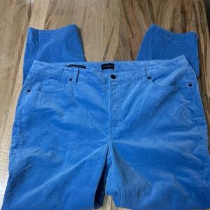Talbots Blue Corduroy Pants 5 Pockets size 16W Straight Leg